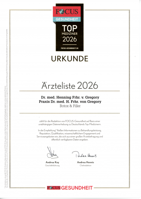 Fokus Urkunde 2024 empfohlener Arzt in der Region