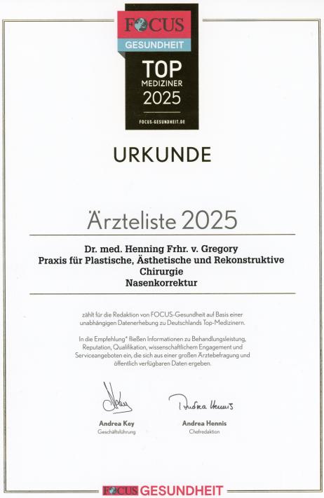 Urkunde Nasenkorrektur