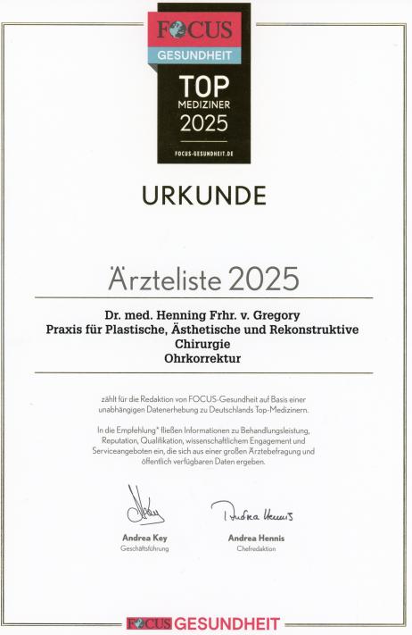 Urkunde Ohrkorrektur