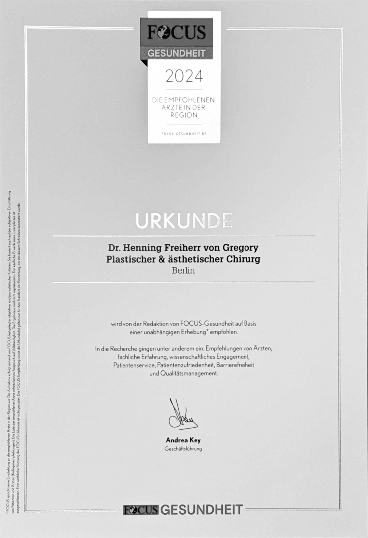 Fokus Urkunde 2024 empfohlener Arzt in der Region
